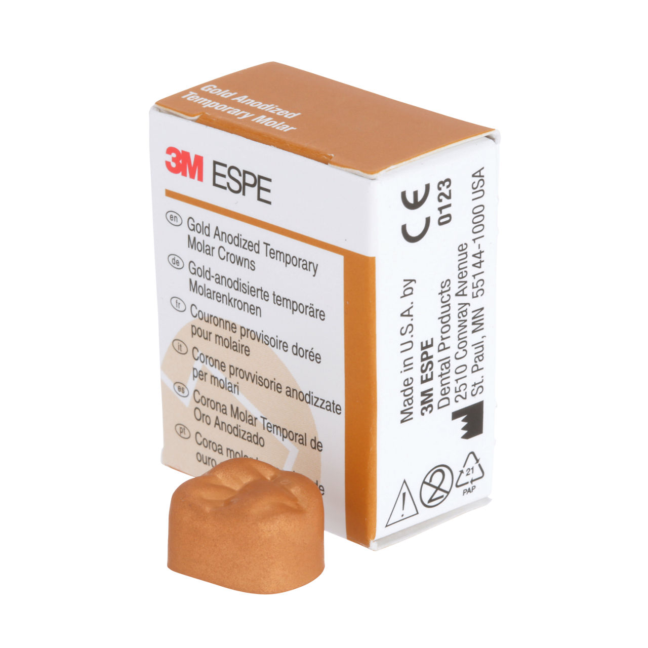 3M ESPE Gold Anodized Temporary Molar Crown, 940326, first molar, upper right, #6