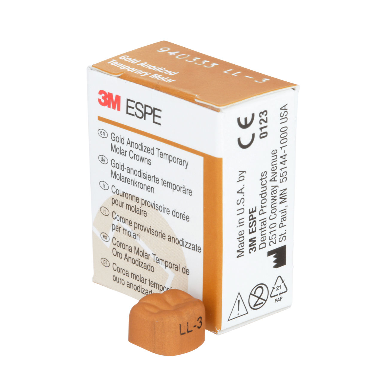 940333 UNITEK GOLD 1ST MOL LL-3, 5/PAC