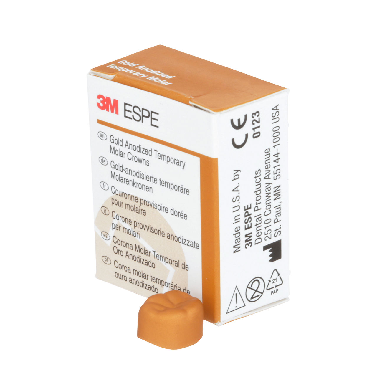 3M ESPE Gold Anodized Temporary Molar Crown, 940341, first molar, lower right, #1