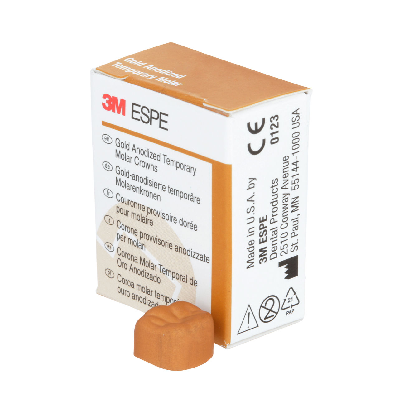 3M ESPE Gold Anodized Temporary Molar Crown, 940343, first molar, lower right, #3