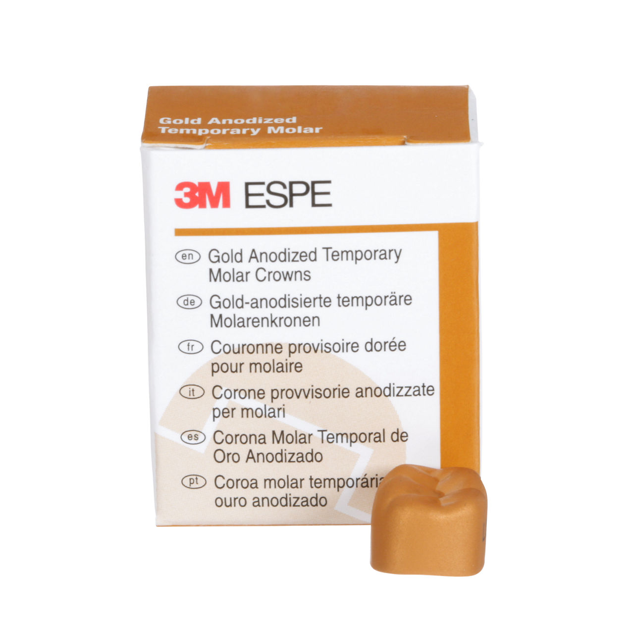 3M™ Gold Anodized Temporary Molar Crowns, 940344, Lower Right FirstMolar, Size 4, 5 Crowns