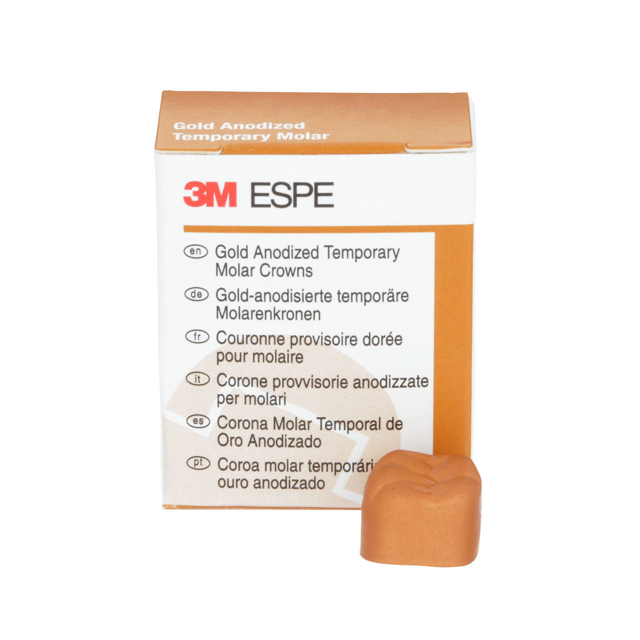 3M™ Gold Anodized Temporary Molar Crowns, 940346, Lower Right FirstMolar, Size 6, 5 Crowns