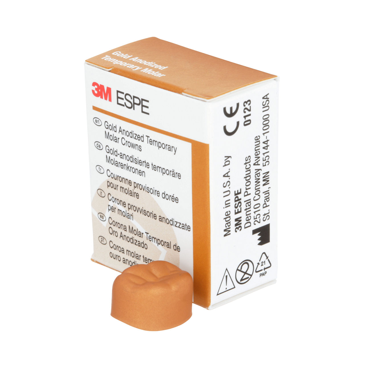 3M ESPE Gold Anodized Temporary Molar Crown, 940346, first molar, lower right, #6