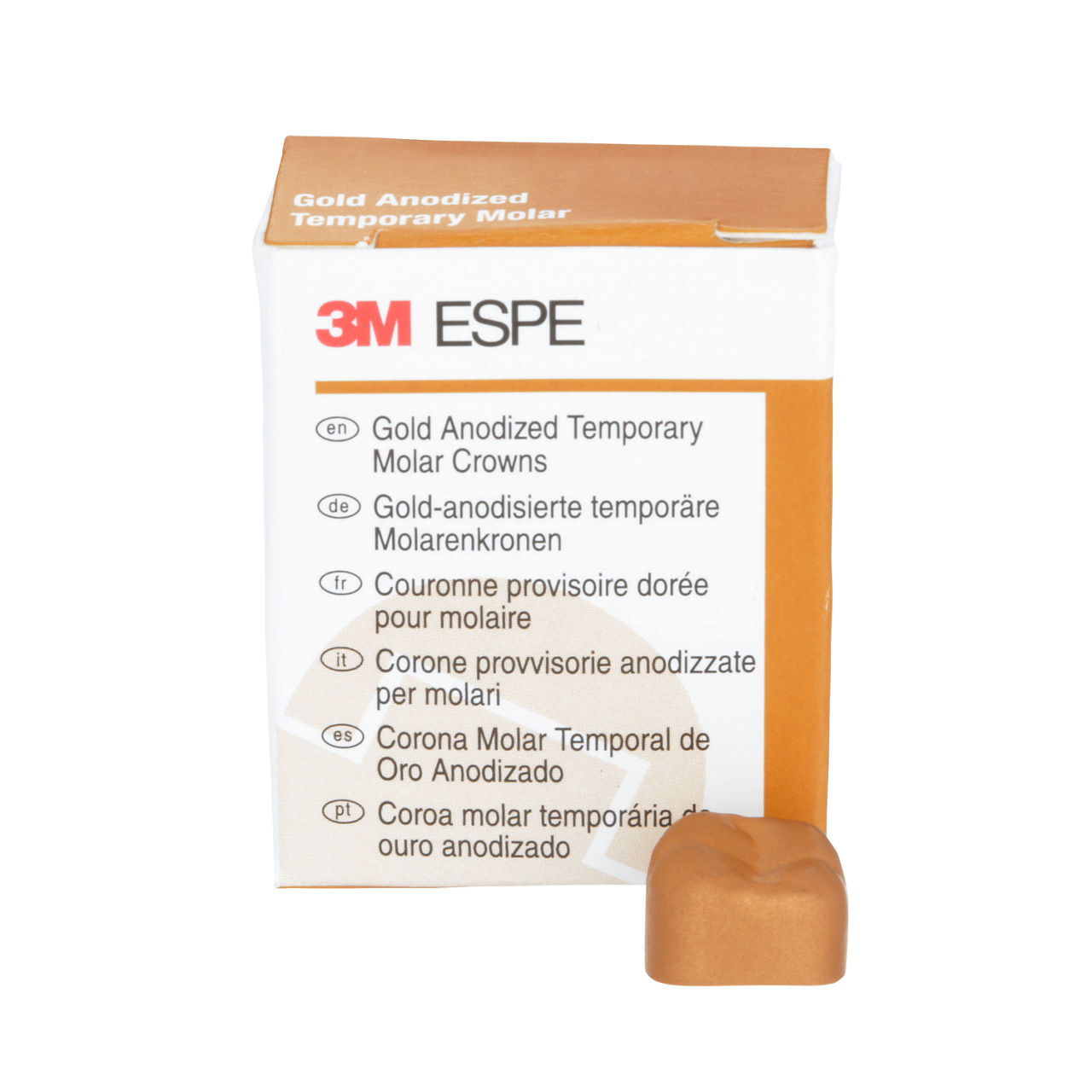 3M™ Gold Anodized Temporary Molar Crowns, 940444, Lower Right SecondMolar, Size 4, 5 Crowns