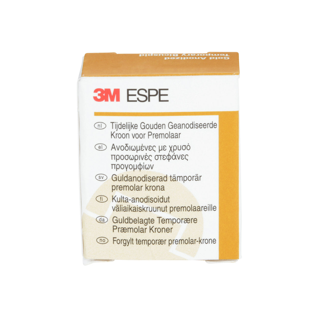 3M ESPE Gold Anodized Temporary Bicuspid Crown, 940520, first bicuspid, upper right, #0