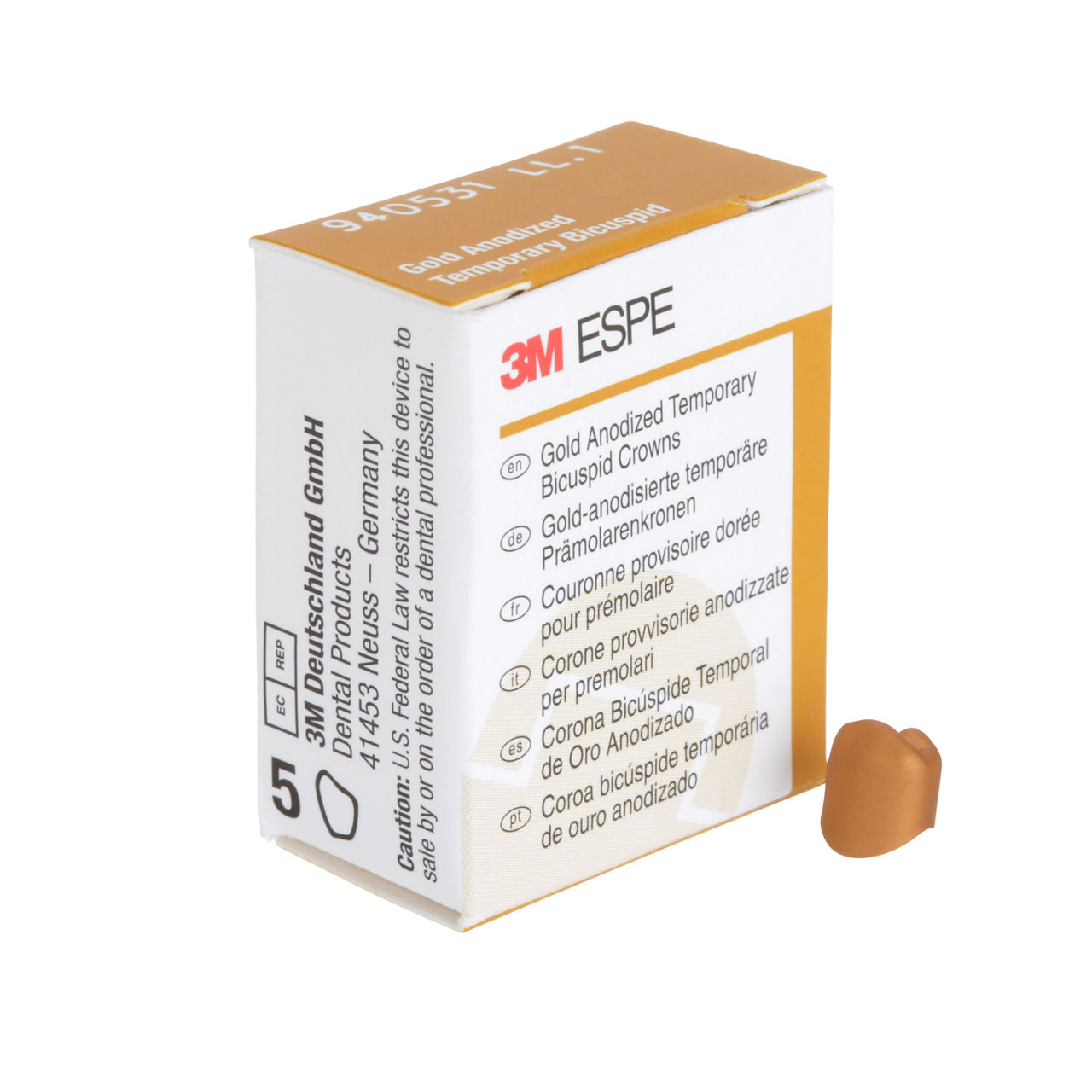 940531 UNITEK GOLD BICUSP LL-1, 5/PAC