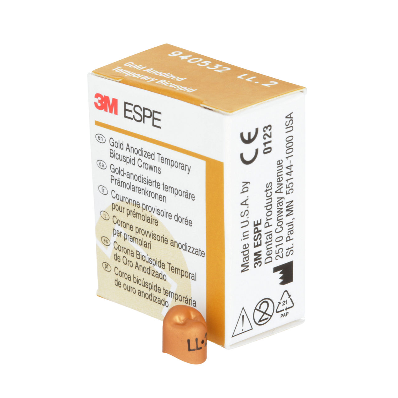 940532 UNITEK GOLD BICUSP LL-2, 5/PAC