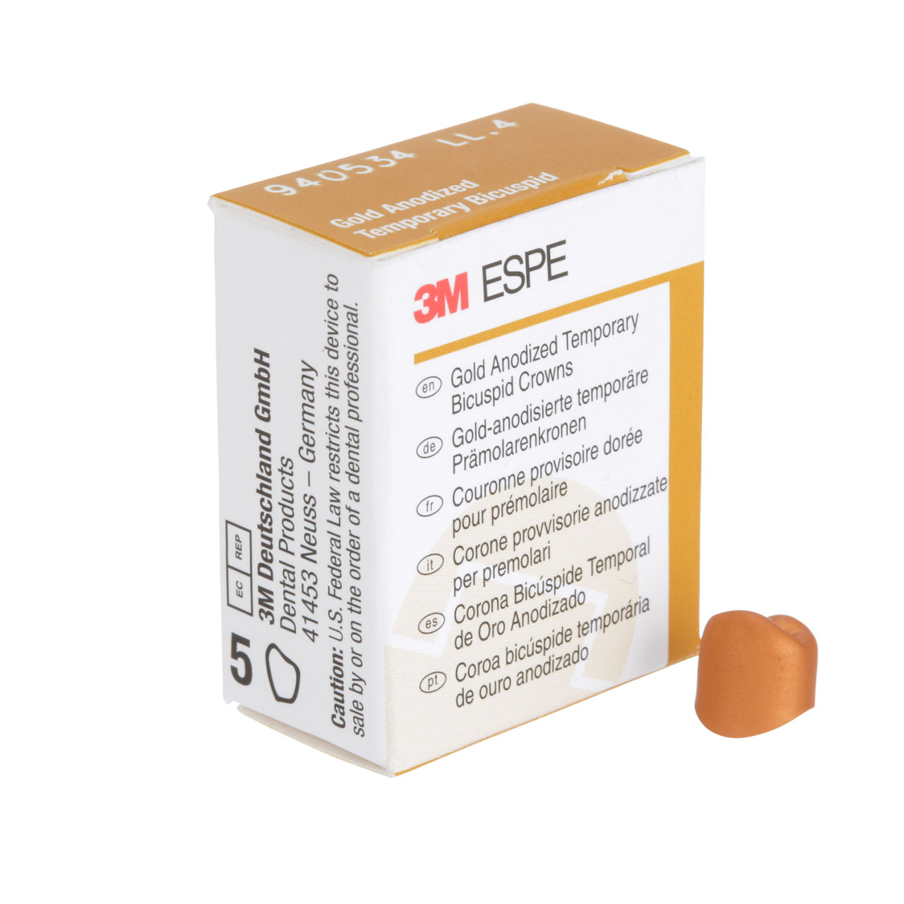 940534 UNITEK GOLD BICUSP LL-4, 5/PAC