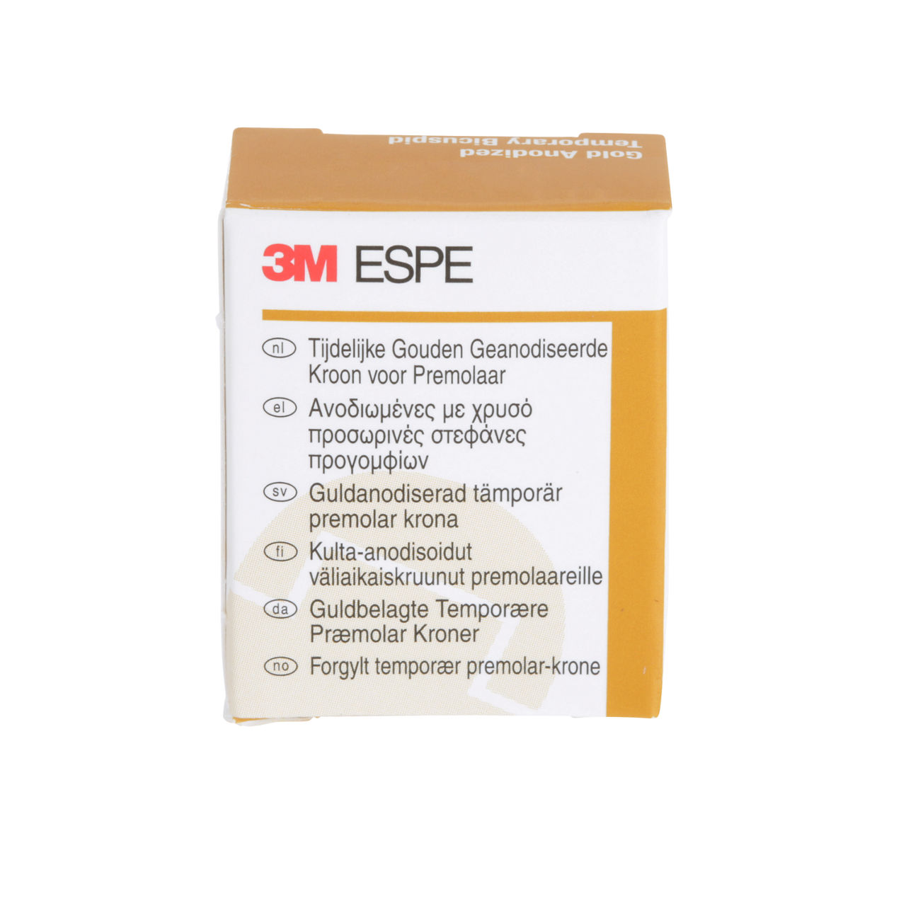 3M ESPE Gold Anodized Temporary Bicuspid Crown, 940541, first bicuspid, lower right, #1