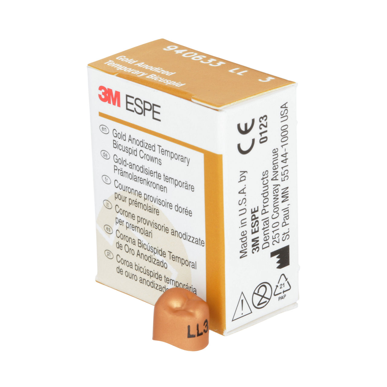 940633 UNITEK GOLD 2NDBICUSP LL-3, 5/PAC