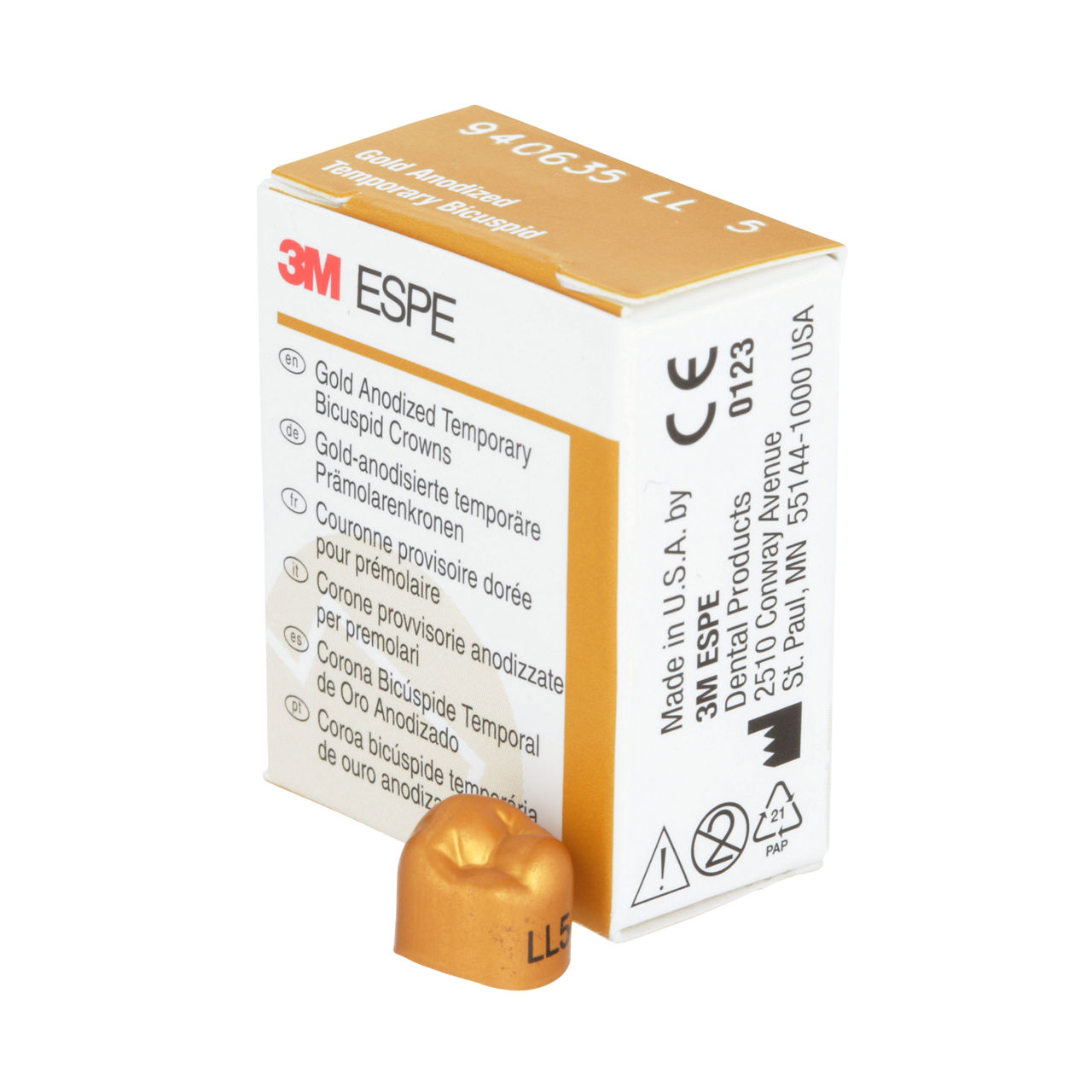 940635 UNITEK GOLD 2NDBICUSP LL-5, 5/PAC