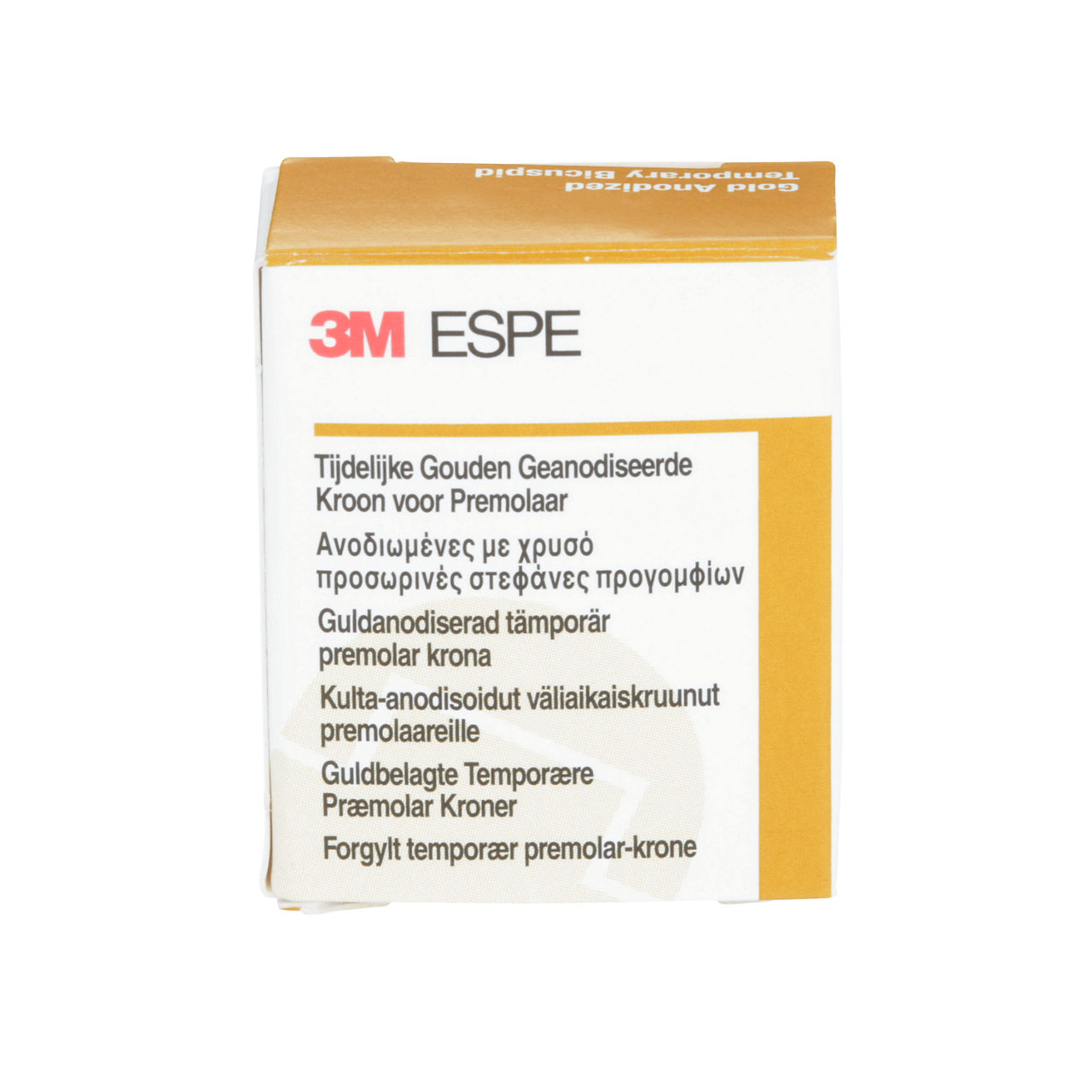 3M ESPE Gold Anodized Temporary Bicuspid Crown, 940641, second bicuspid, lower right, #1