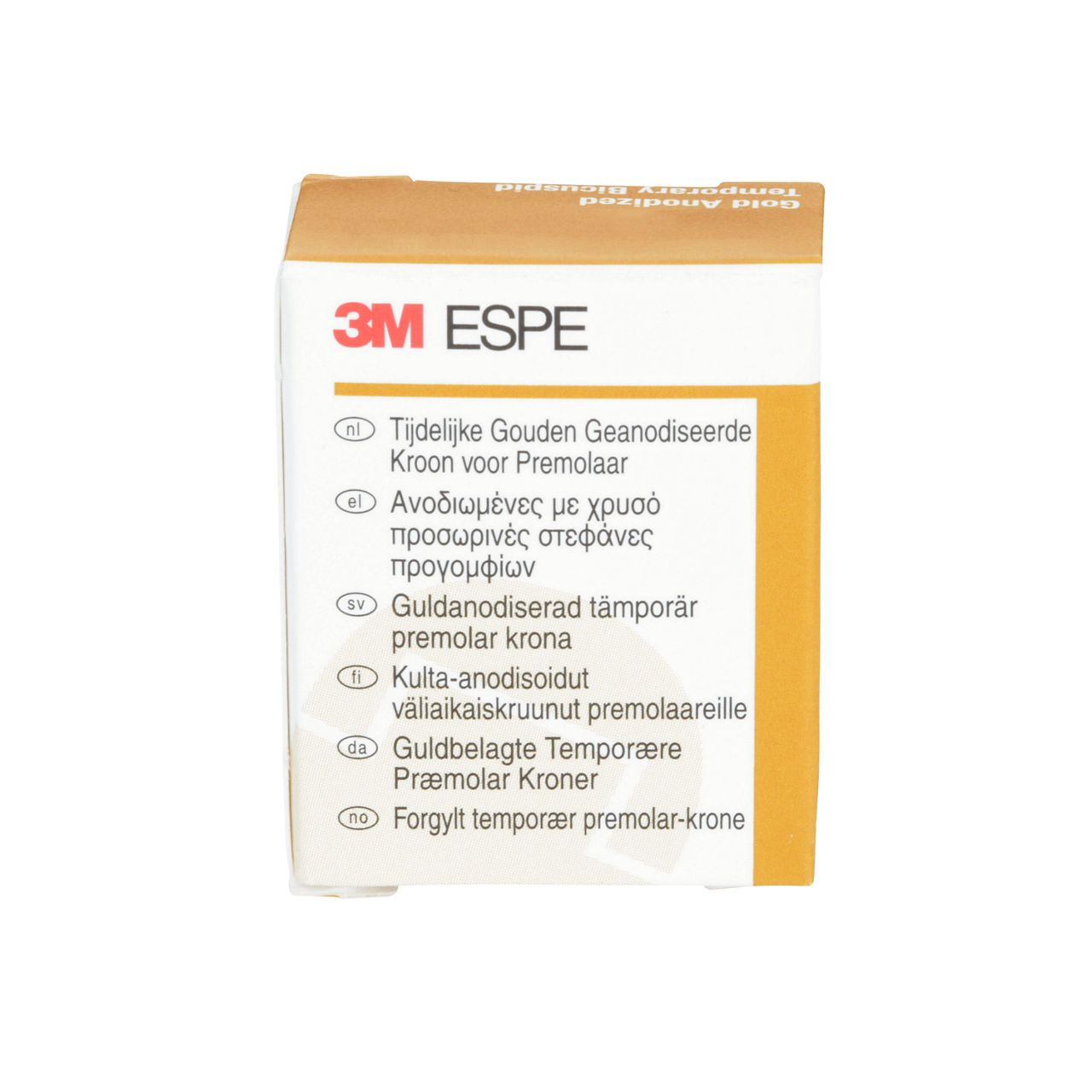 3M ESPE Gold Anodized Temporary Bicuspid Crown, 940644, second bicuspid, lower right, #4