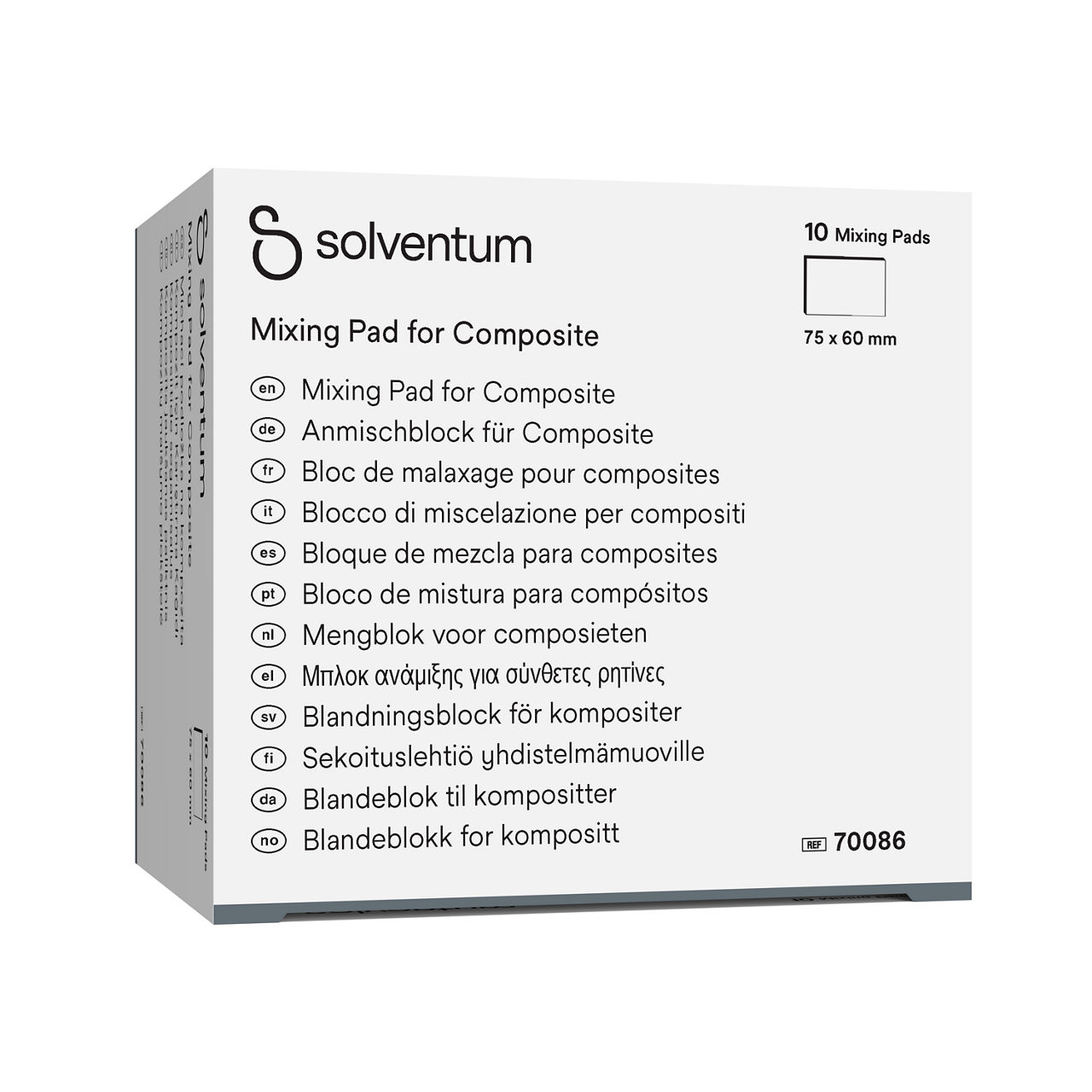 Solventum™ Small Mixing Pad, 70128 -Front, Left, In Packaging (1L1)