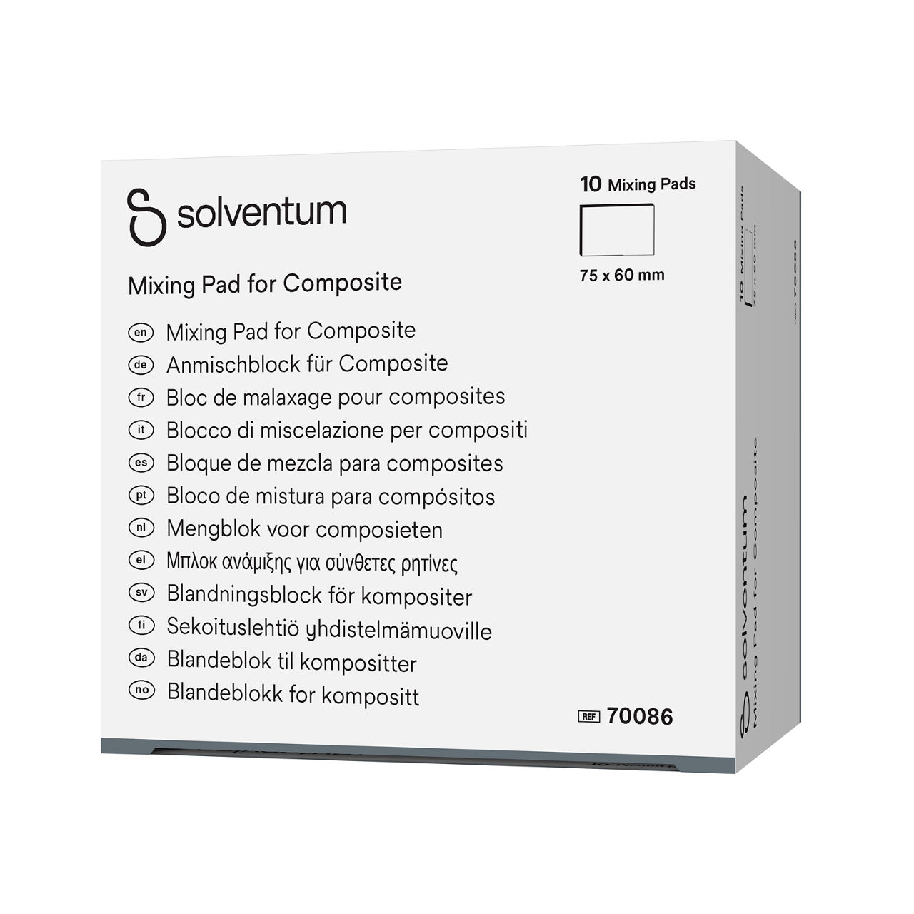 Solventum™ Small Mixing Pad, 70128 -Front, Right, In Packaging (1R1)