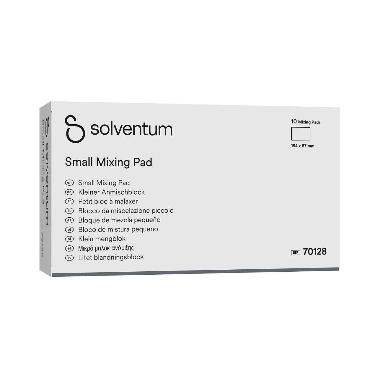 Solventum™ Small Mixing Pad, 70128 -Front, Left, In Packaging (1L1)