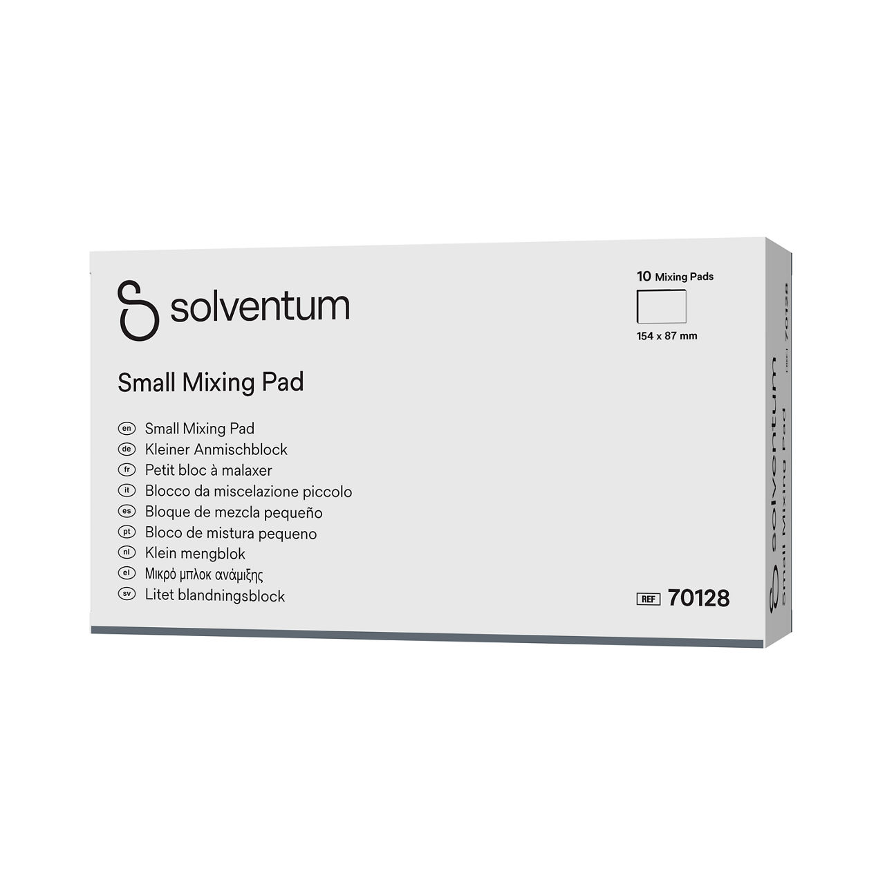 Solventum™ Small Mixing Pad, 70128 -Front, Right, In Packaging (1R1)