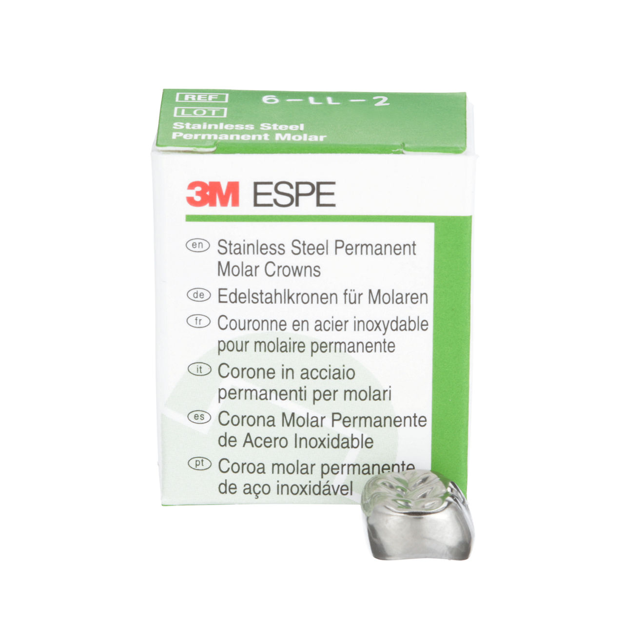 3M™ Couronnes en acier inoxydable 6-LL-2 pour molaires permanentes