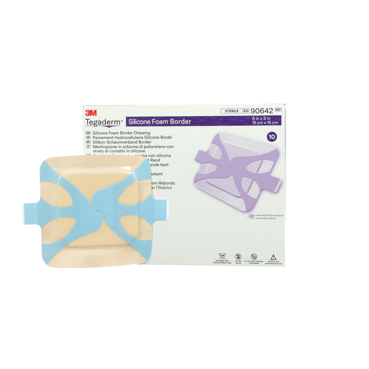 3M™ Tegaderm™ Silicone Foam Border Dressing 90642, 15 M x 15 CM, 10Each/Pack, 4 Pack/Case