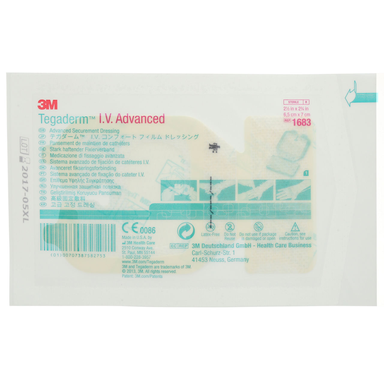 3M™ Tegaderm™ I.V. Advanced Securement Dressing, 1683, 400 Bag/Case