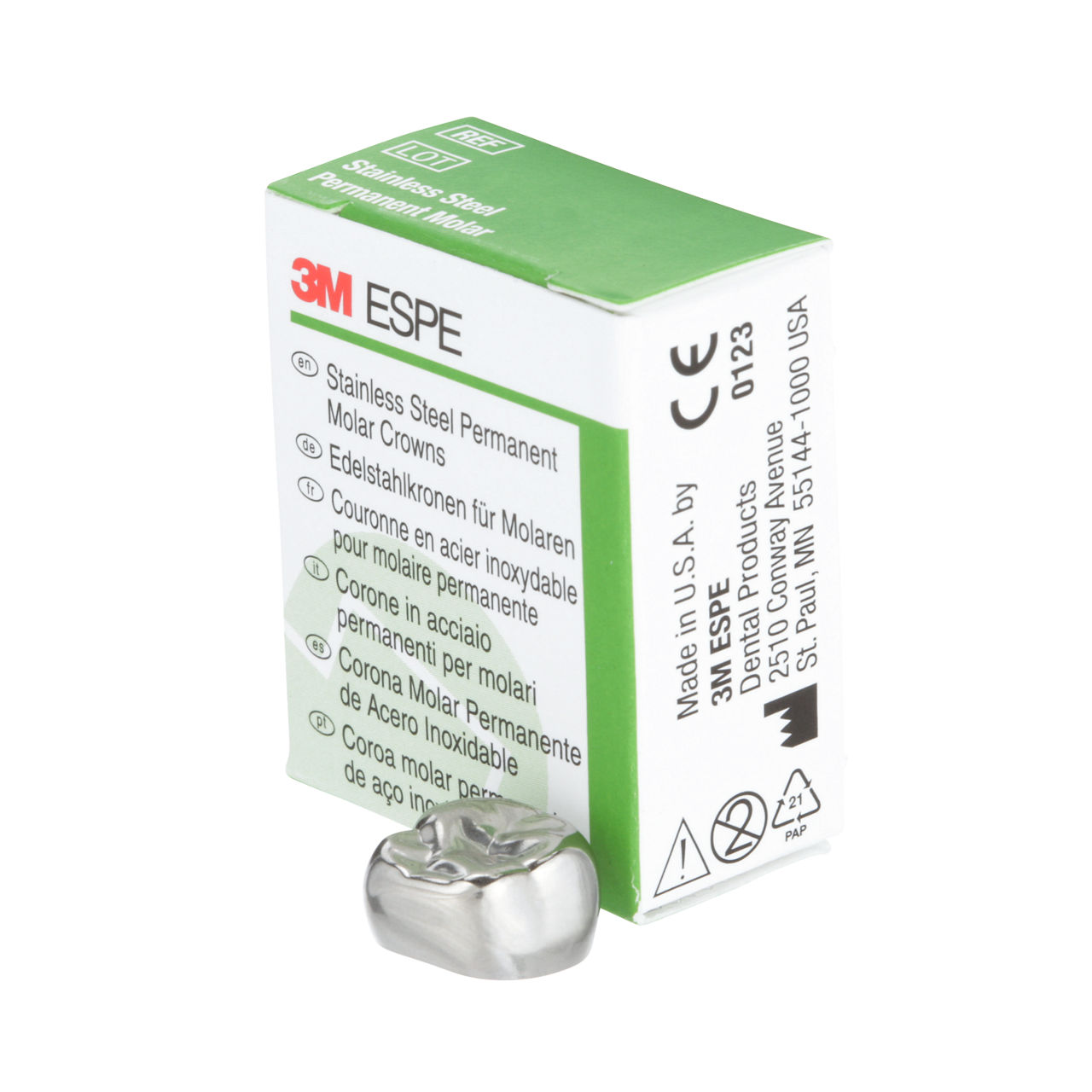 3M ESPE Stainless Steel First Permanent Molar Replacement Crown, 6-UR-3, upper right