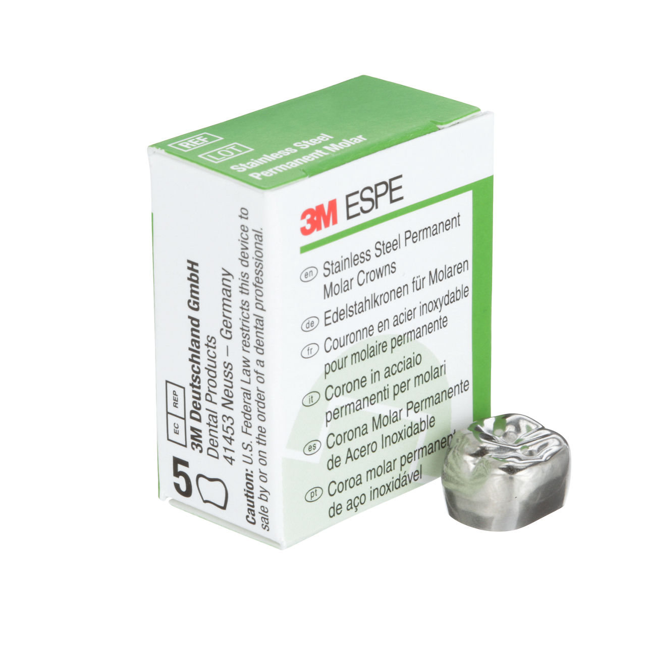 3M ESPE Stainless Steel First Permanent Molar Replacement Crown, 6-UR-5, upper right