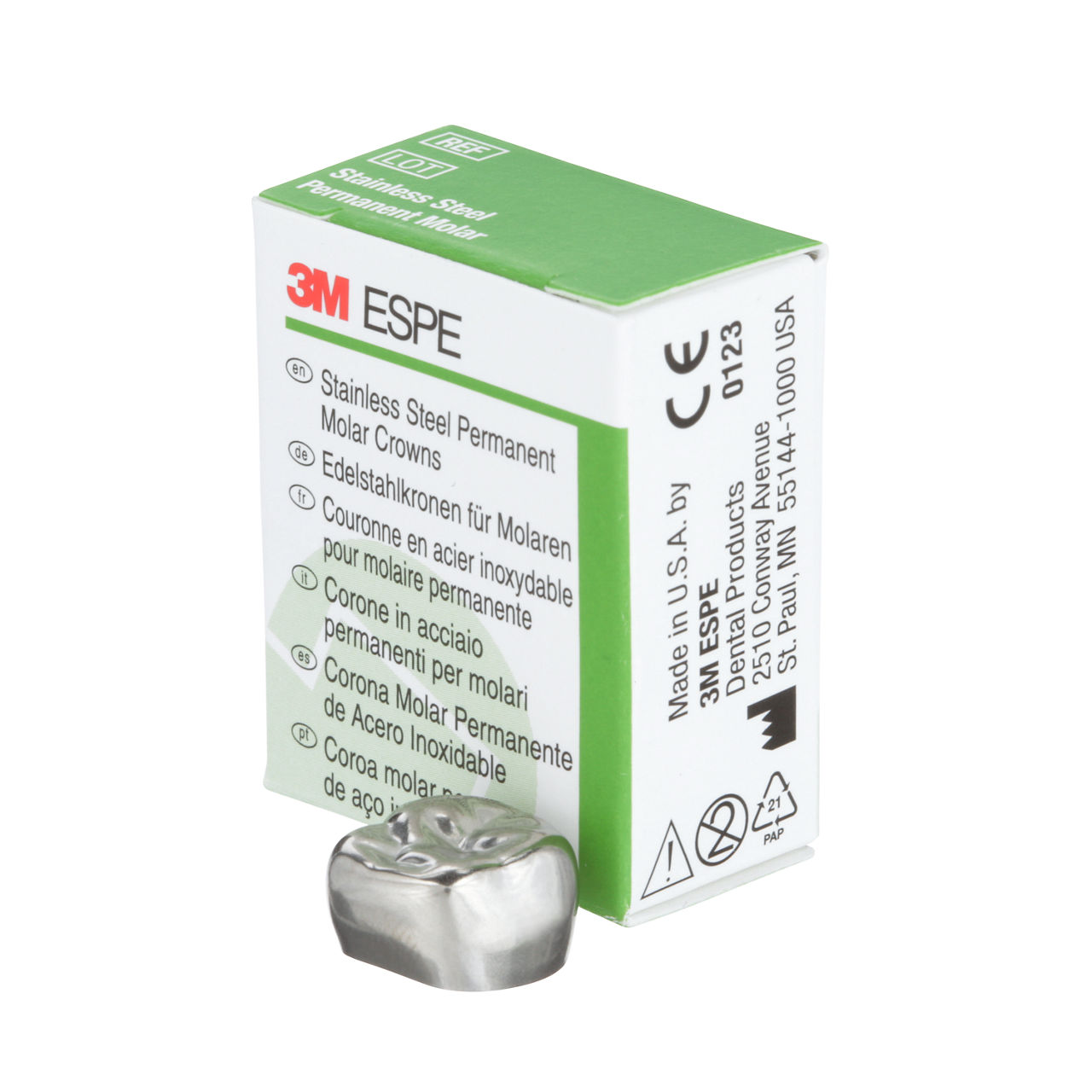 3M ESPE Stainless Steel First Permanent Molar Replacement Crown, 6-UR-5, upper right