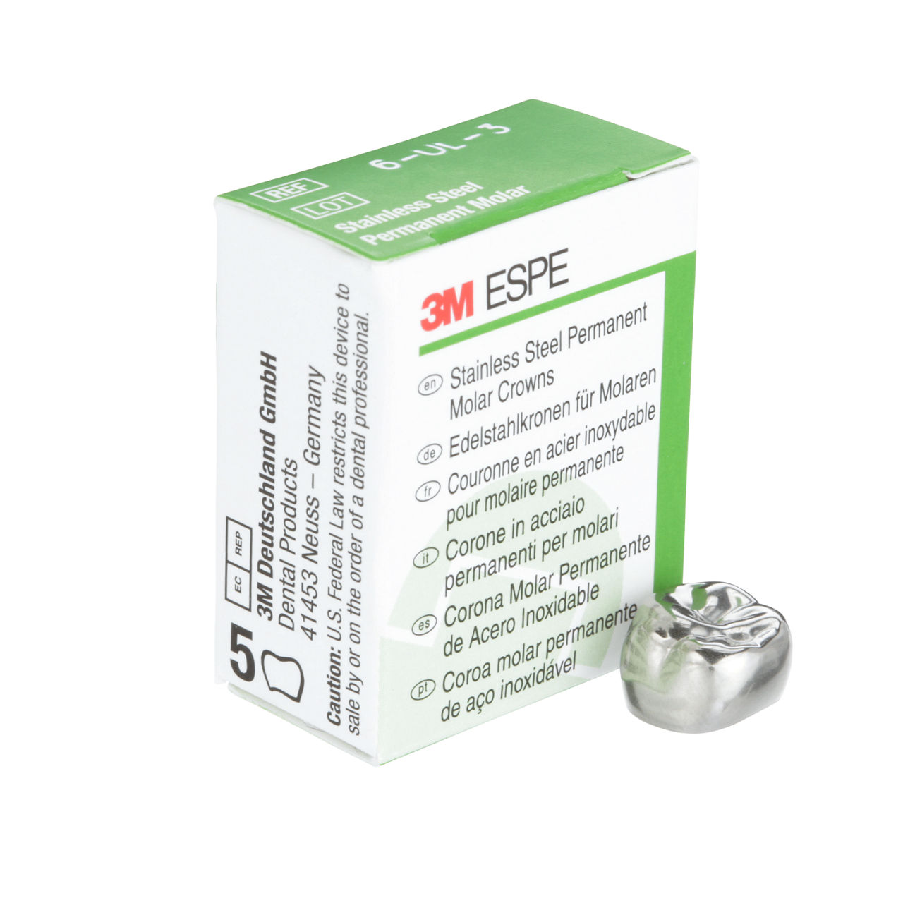 6-UL-3 SS 1ST PERM MOLAR CROWN 5/PAC