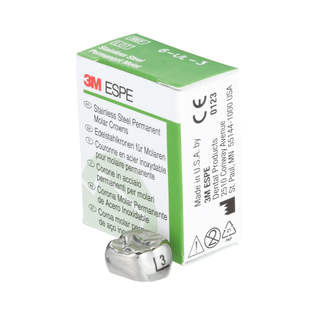 6-UL-3 SS 1ST PERM MOLAR CROWN 5/PAC