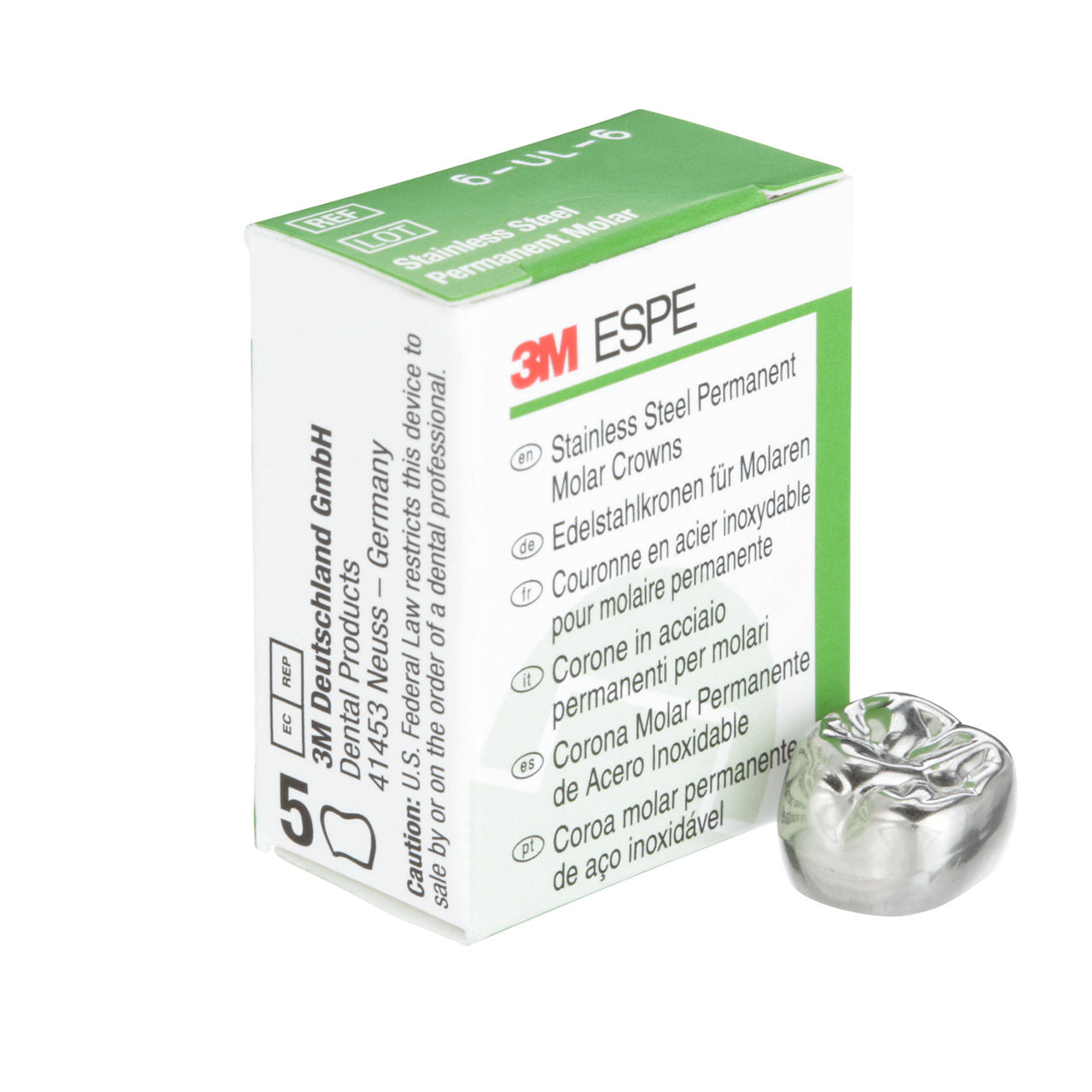 6-UL-6 SS 1ST PERM MOLAR CROWN 5/PAC