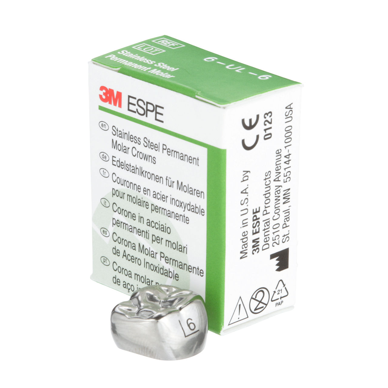 6-UL-6 SS 1ST PERM MOLAR CROWN 5/PAC