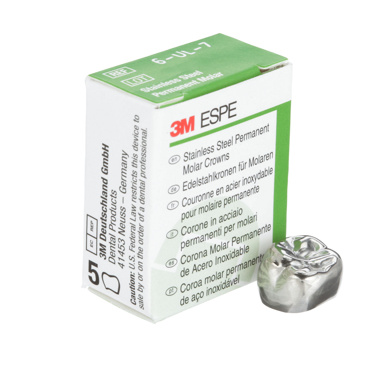 6-UL-7 SS 1ST PERM MOLAR CROWN 5/PAC