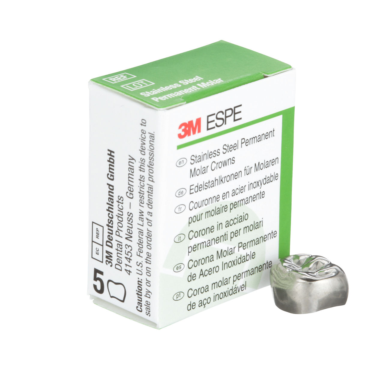 3M ESPE Stainless Steel First Permanent Molar Replacement Crown, 6-LR-5, lower right