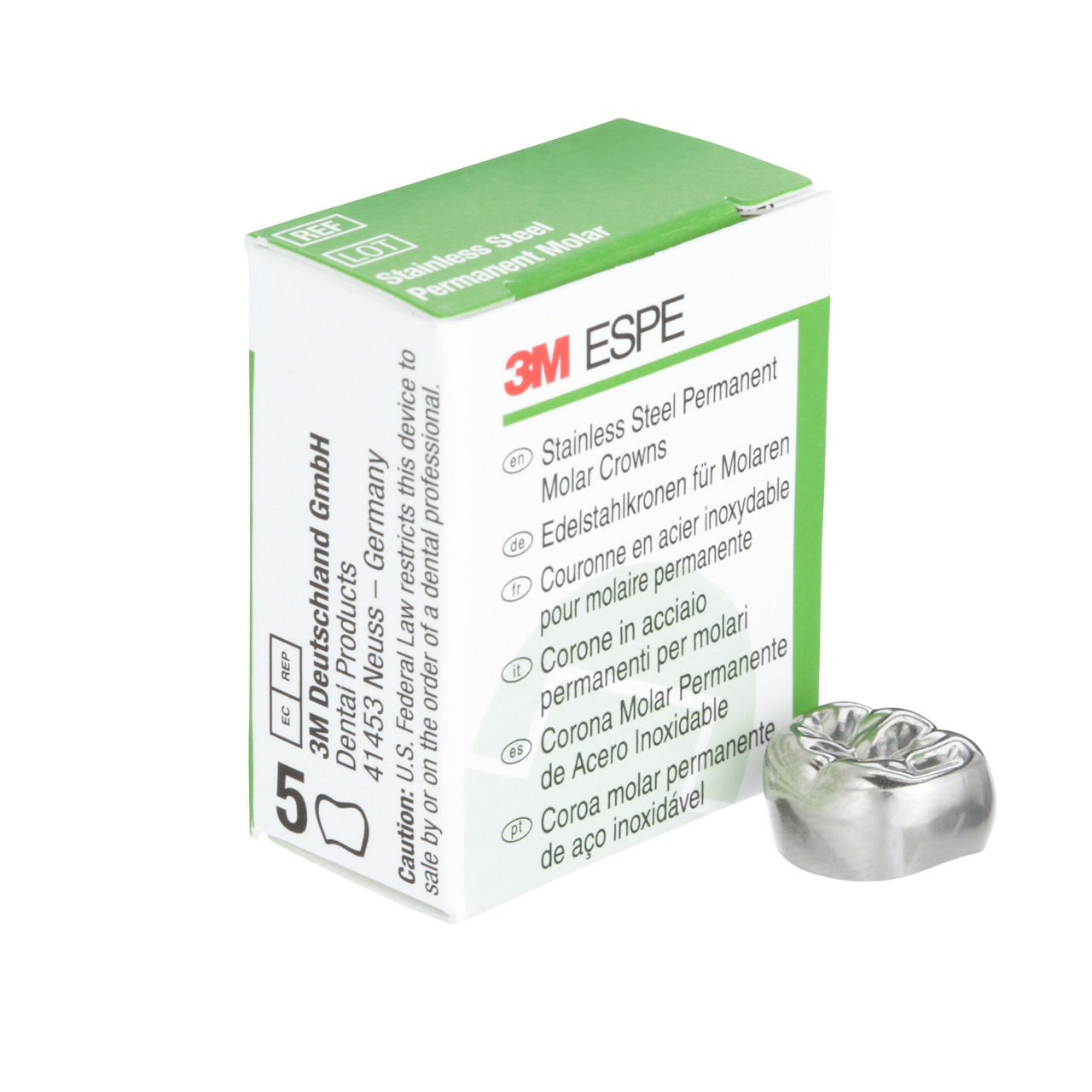 3M ESPE Stainless Steel First Permanent Molar Replacement Crown, 6-LR-6, lower right