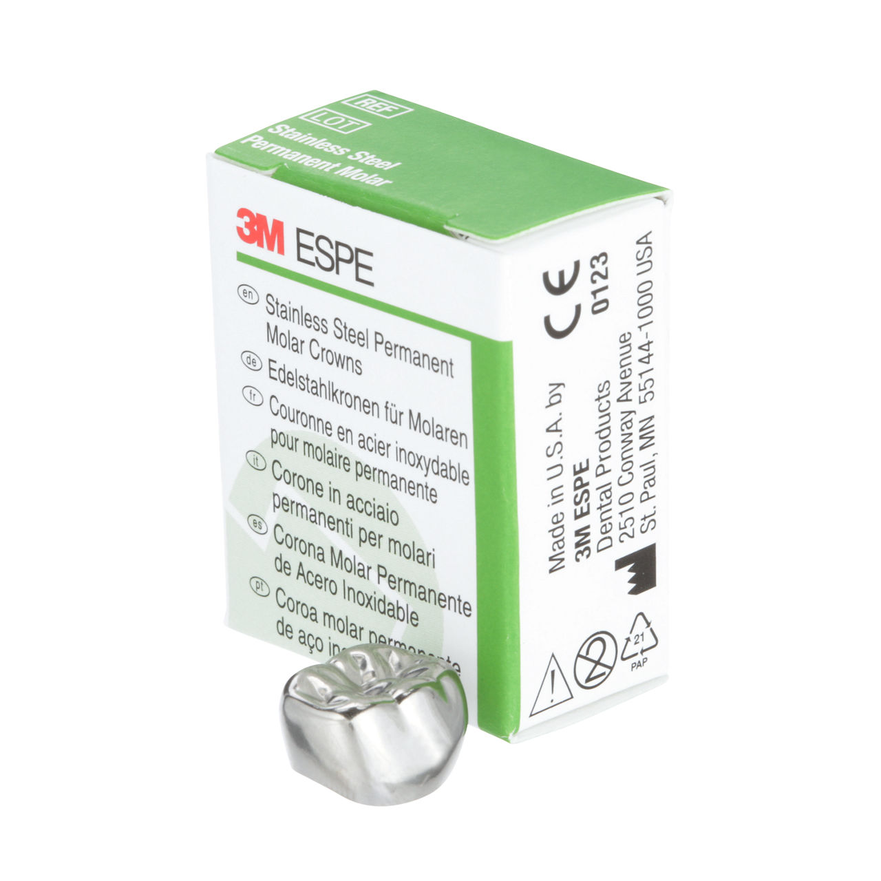 3M ESPE Stainless Steel First Permanent Molar Replacement Crown, 6-LR-6, lower right