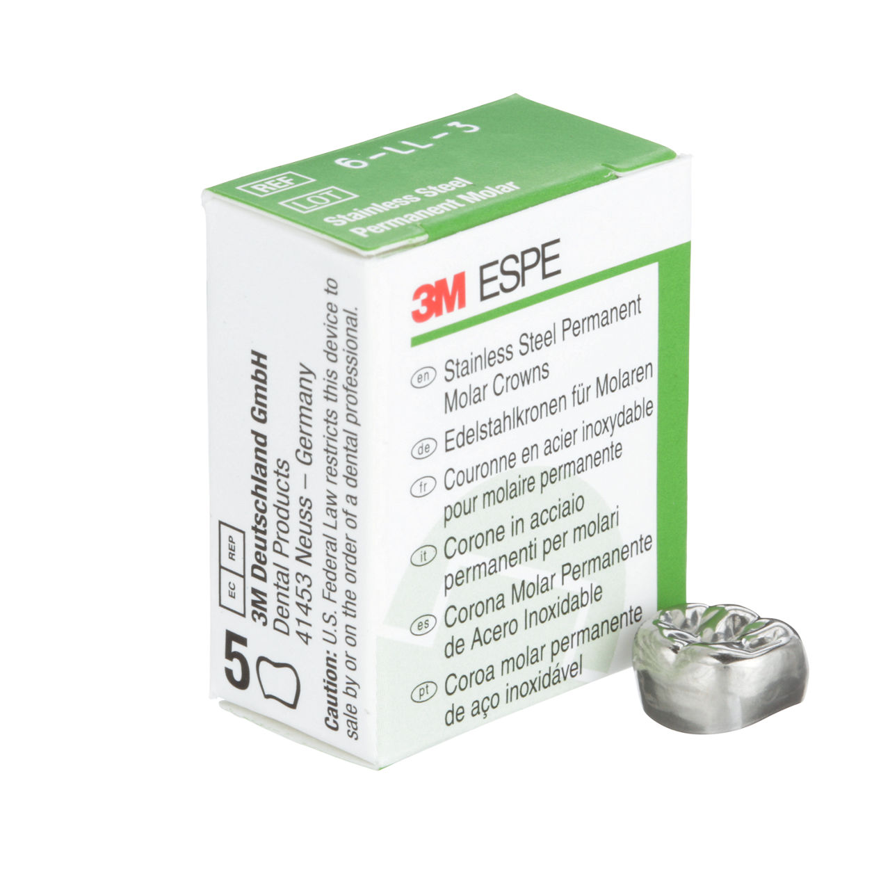 6-LL-2 SS 1ST PERM MOLAR CROWN 5/PAC