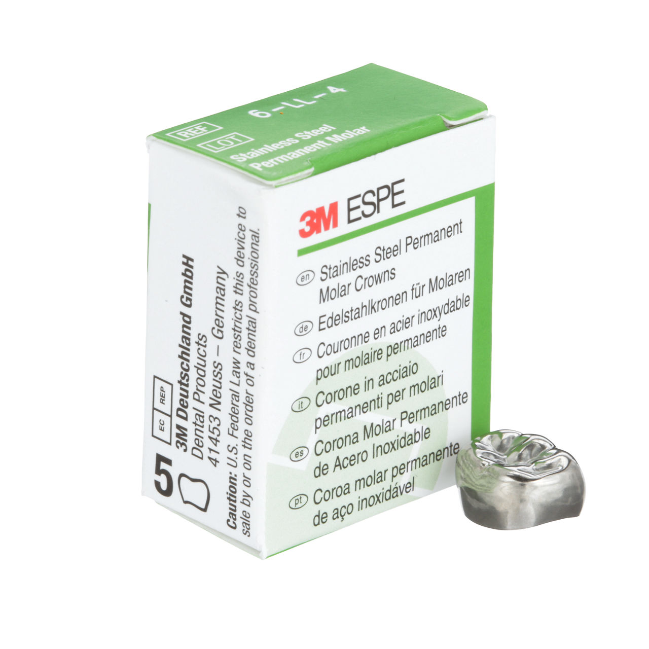 6-LL-4 SS 1ST PERM MOLAR CROWN 5/PAC