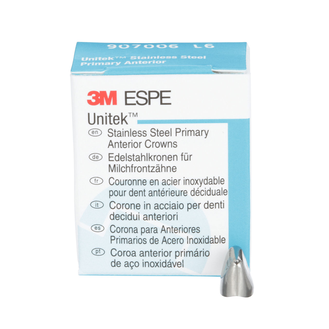 3M™ Unitek™ Stainless Steel Primary Anterior Crowns, 907006, UpperLeftCentral, Size 6, 5 Crowns