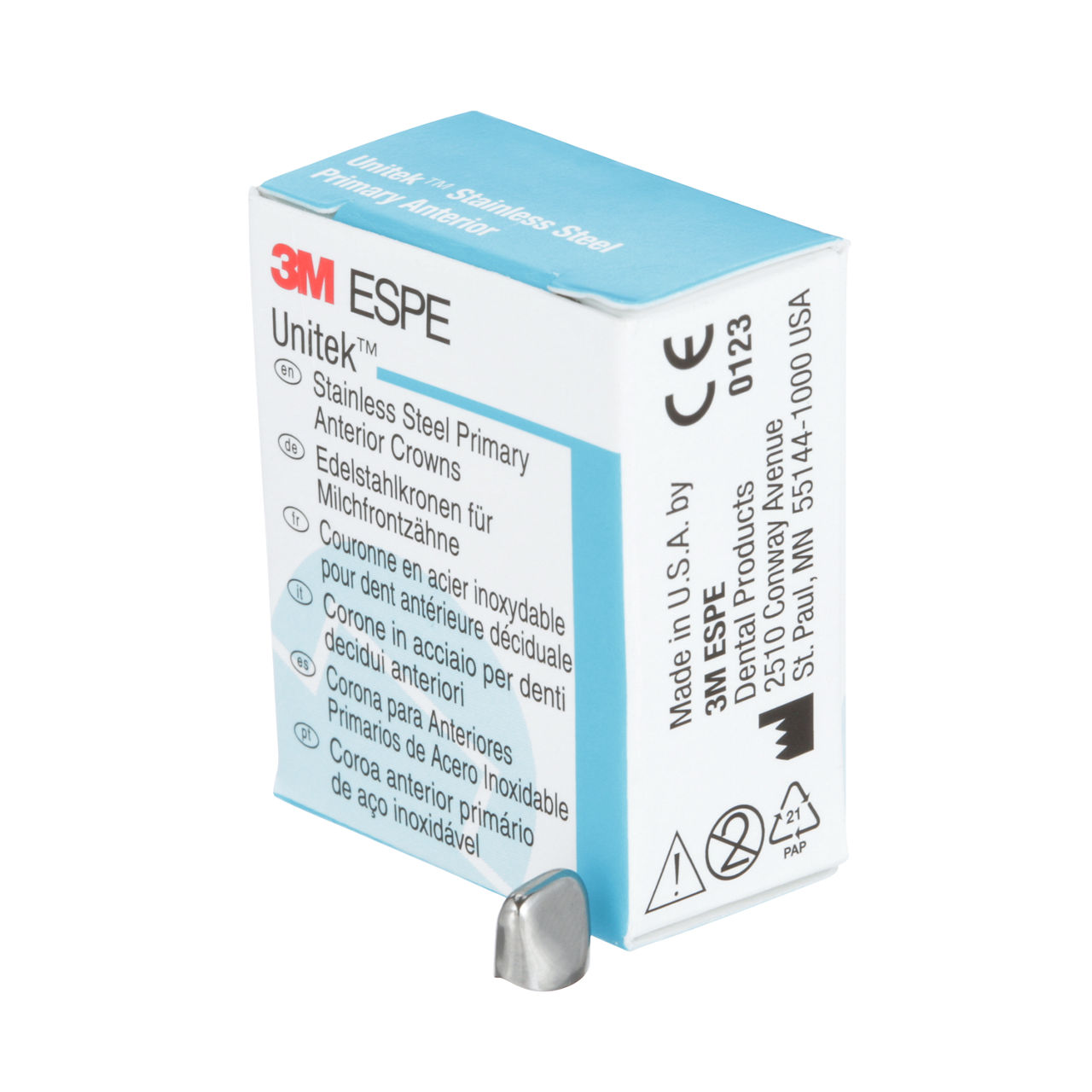 3M ESPE Unitek Stainless Steel Primary Anterior Crown, 907011, upper right central, size 1