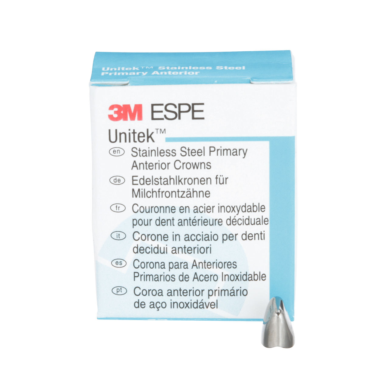 3M™ Unitek™ Stainless Steel Primary Anterior Crowns, 907013, UpperRightCentral, Size 3, 5 Crowns