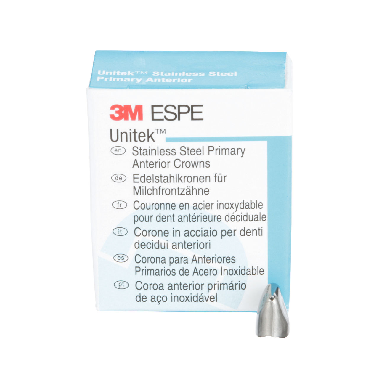 3M™ Unitek™ Stainless Steel Primary Anterior Crowns, 907014, UpperRightCentral, Size 4, 5 Crowns