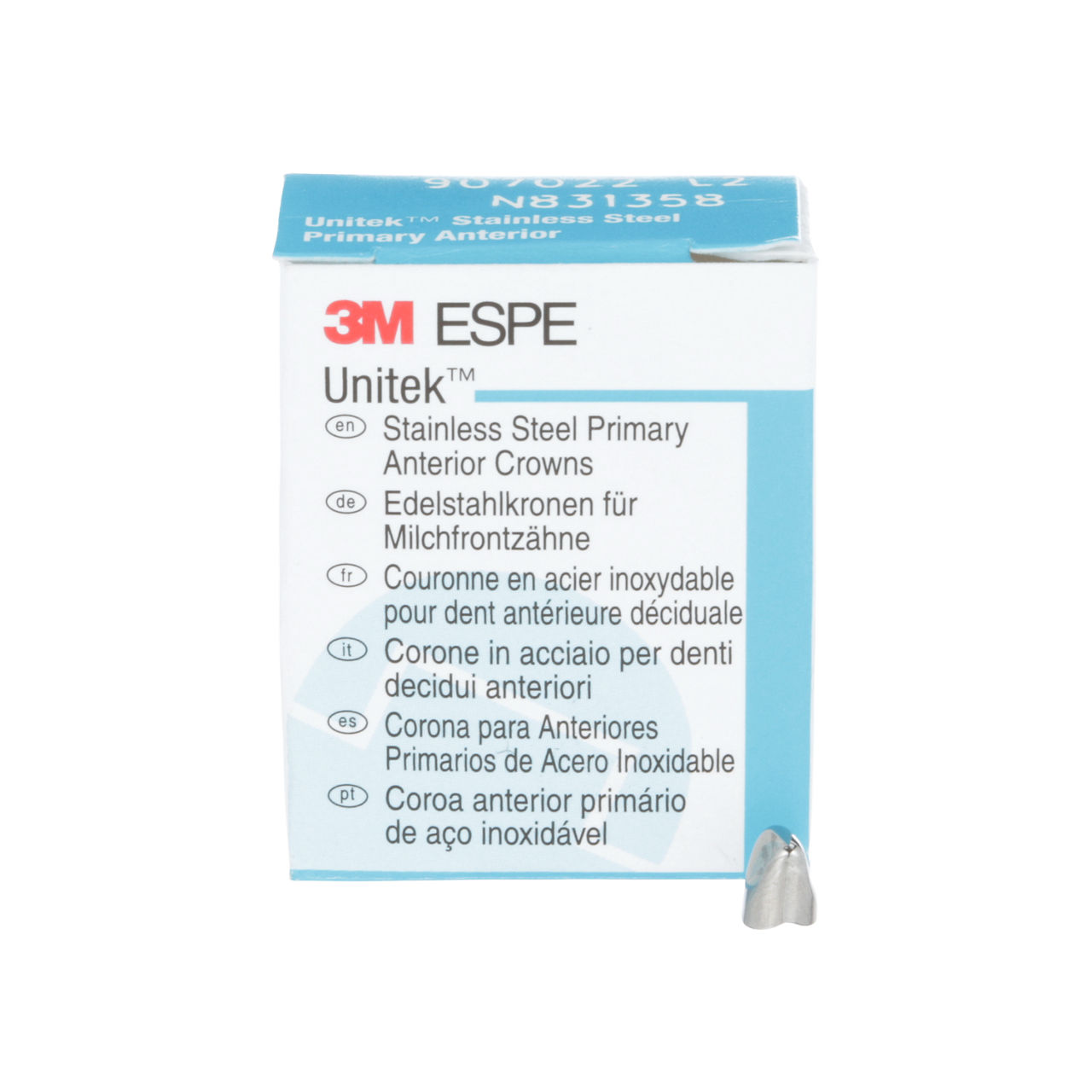 3M™ Unitek™ Stainless Steel Primary Anterior Crowns, 907032, UpperRightLateral, Size 2, 5 Crowns