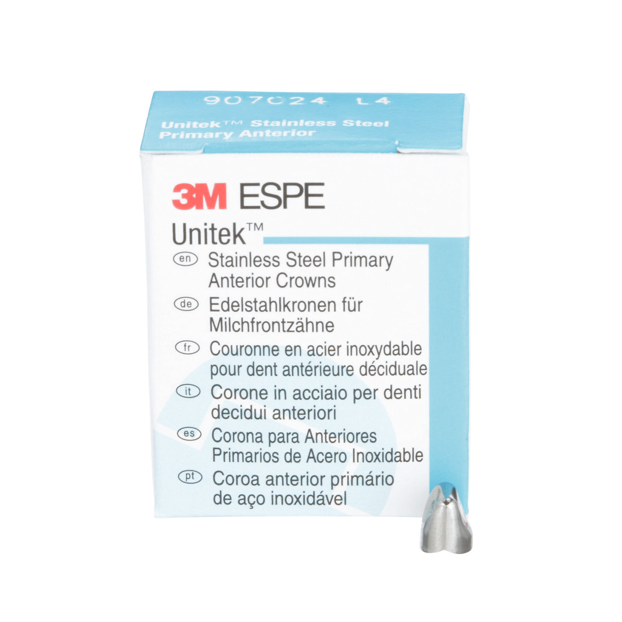 3M™ Unitek™ Stainless Steel Primary Anterior Crowns, 907024, UpperLeftLateral, Size 4, 5 Crowns