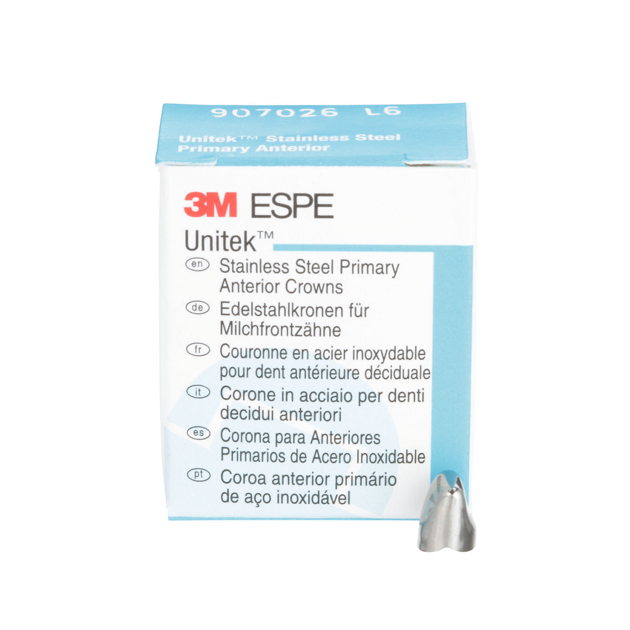 3M™ Unitek™ Stainless Steel Primary Anterior Crowns, 907026, UpperLeftLateral, Size 6, 5 Crowns