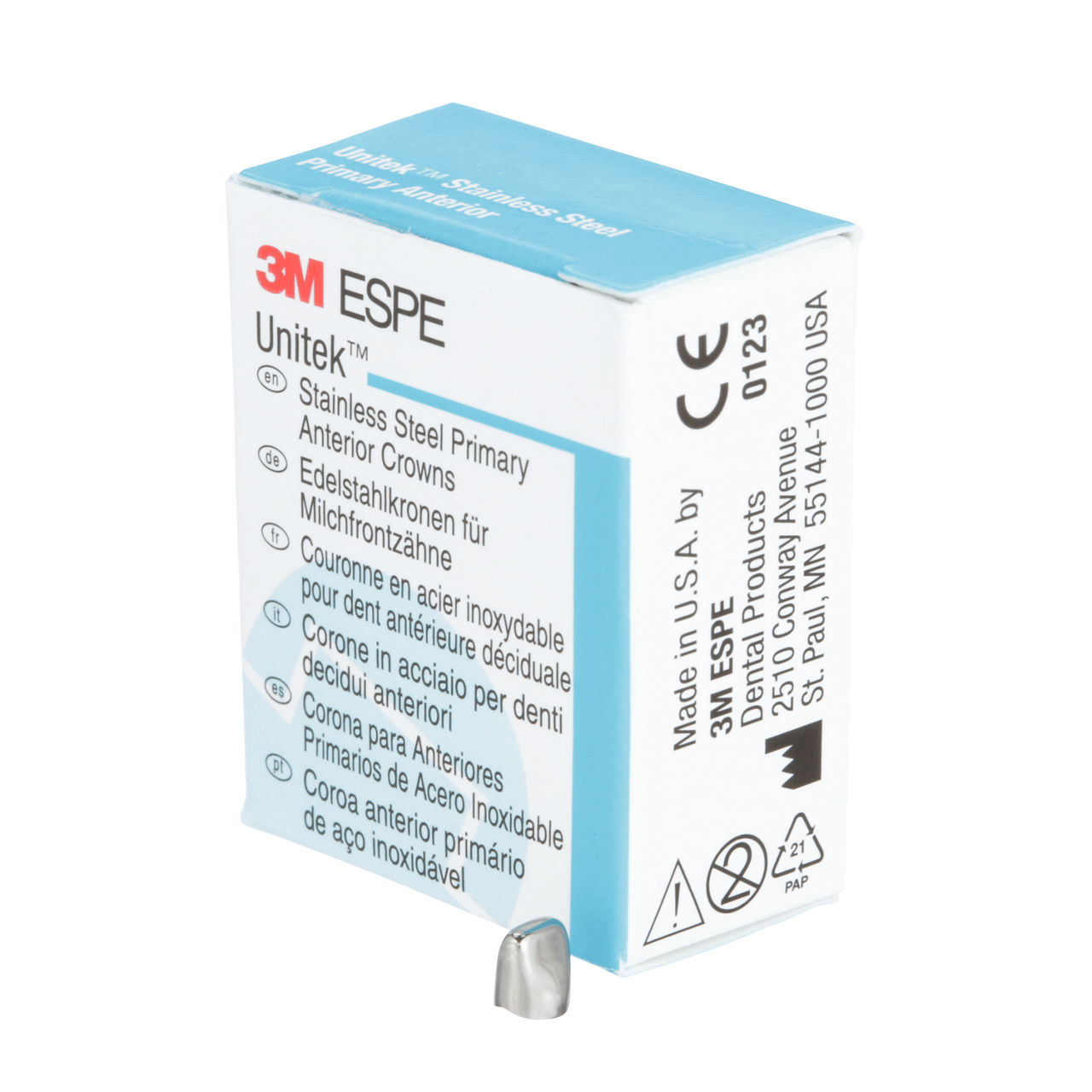 3M ESPE Unitek Stainless Steel Primary Anterior Crown, 907031, upper right lateral, size 1