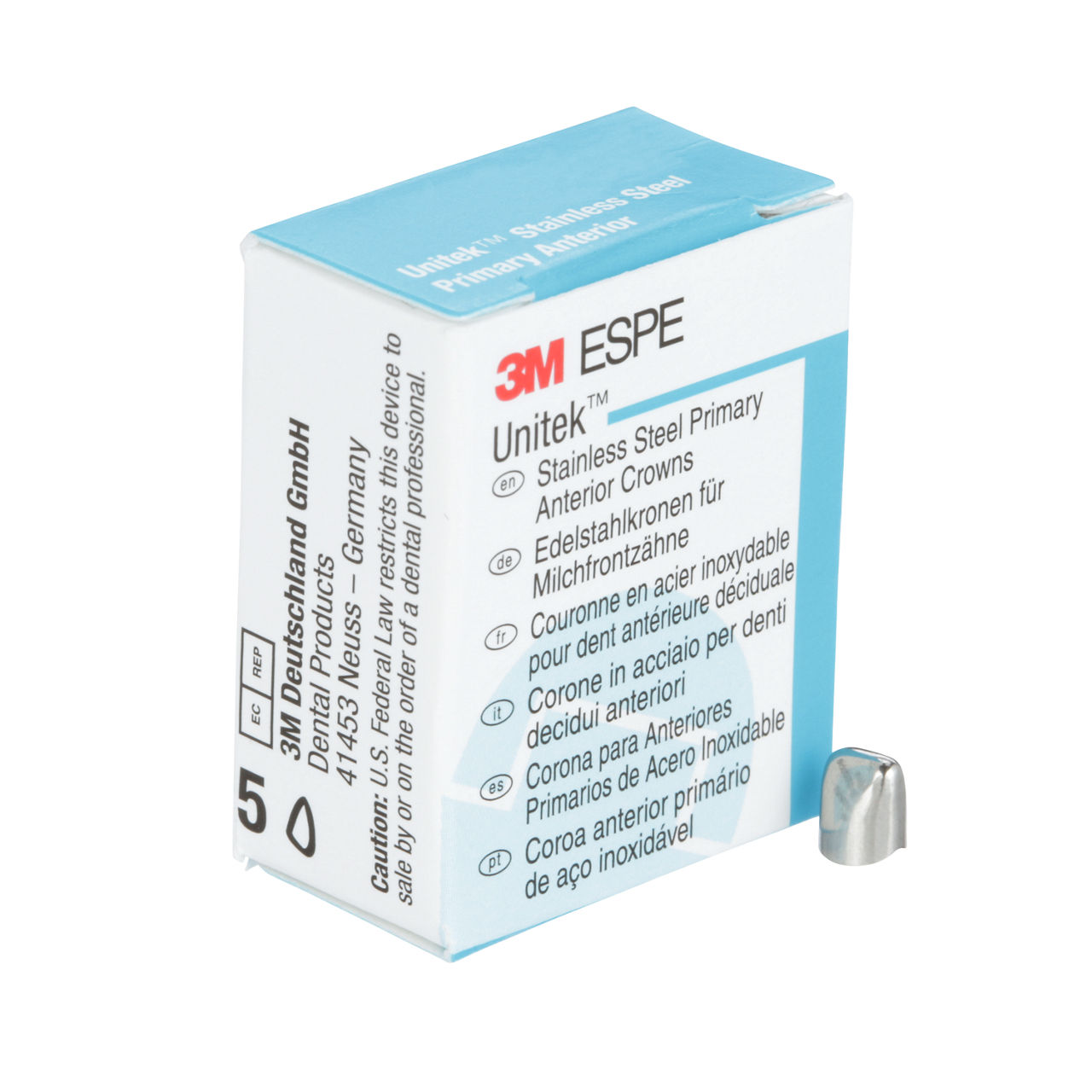 3M ESPE Unitek Stainless Steel Primary Anterior Crown, 907033, upper right lateral, size 3