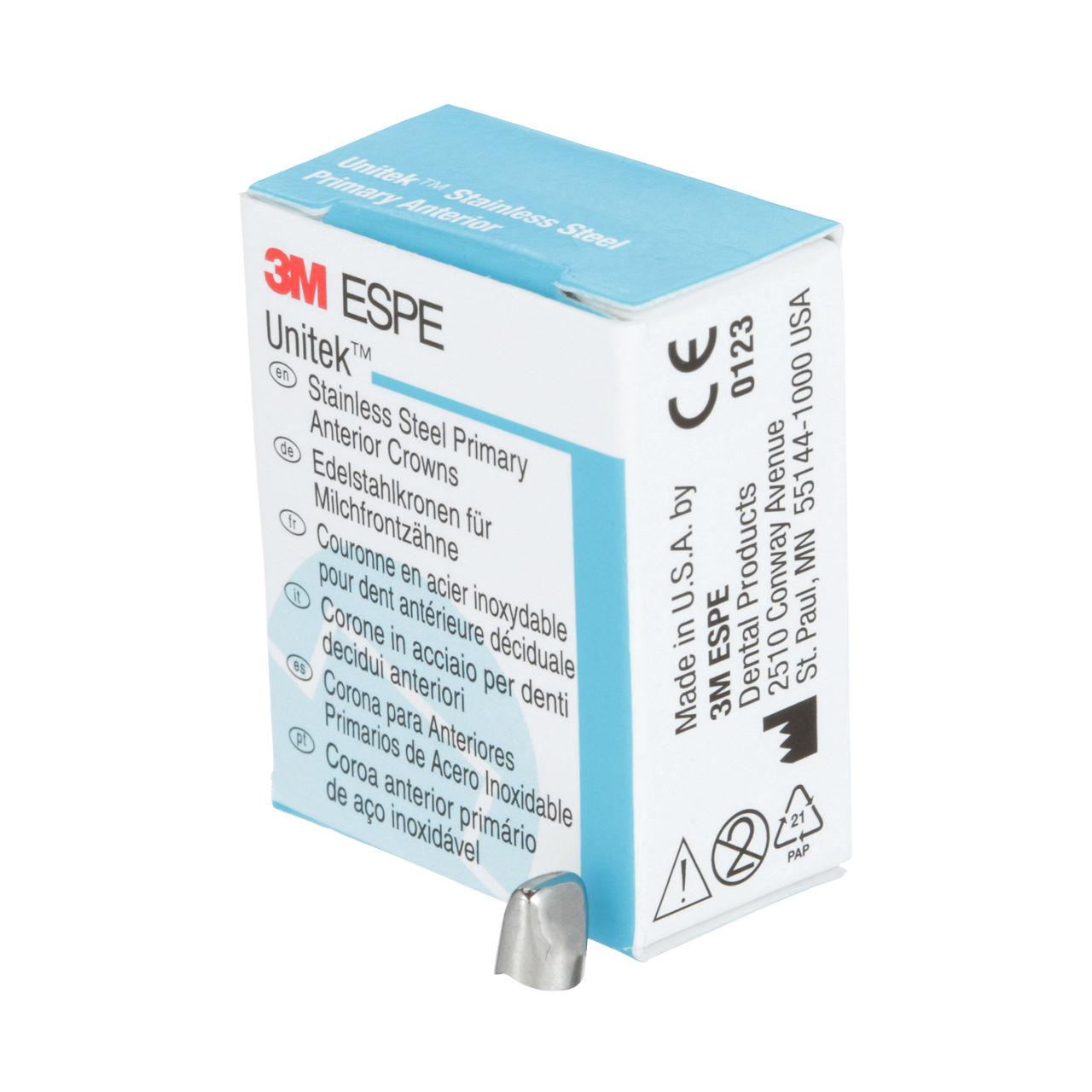 3M ESPE Unitek Stainless Steel Primary Anterior Crown, 907033, upper right lateral, size 3