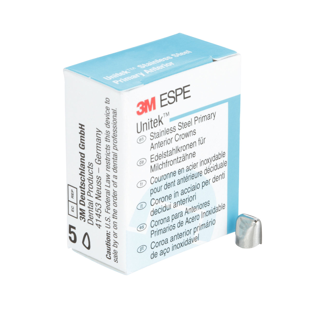 3M ESPE Unitek Stainless Steel Primary Anterior Crown, 907034, upper right lateral, size 4