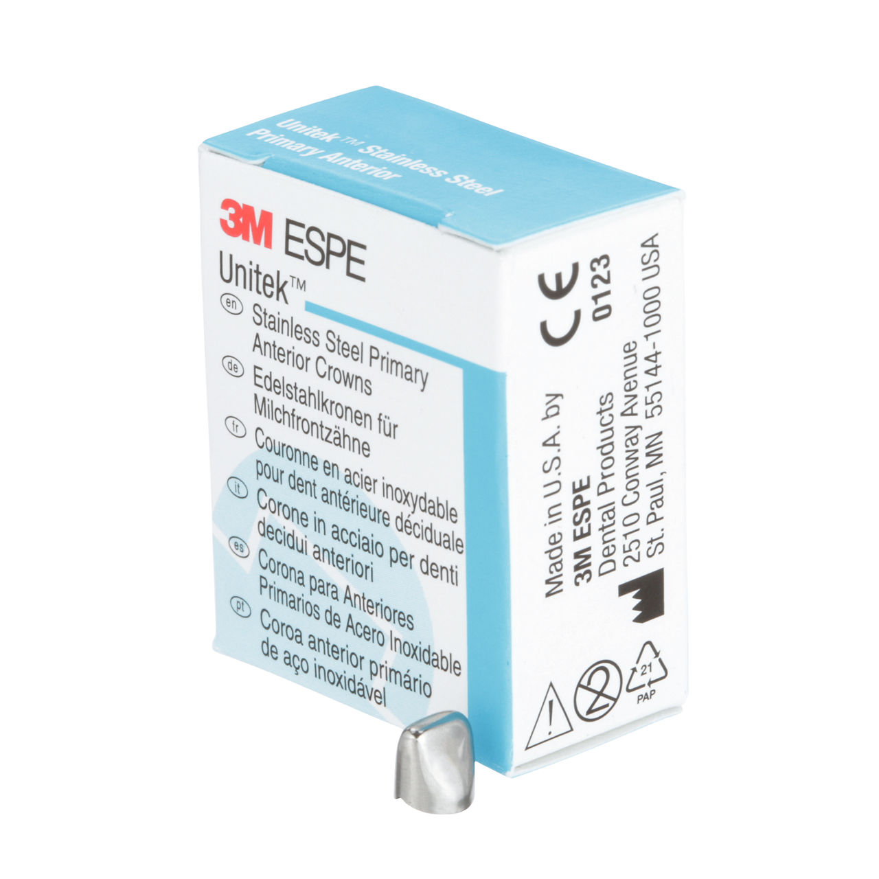 3M ESPE Unitek Stainless Steel Primary Anterior Crown, 907034, upper right lateral, size 4