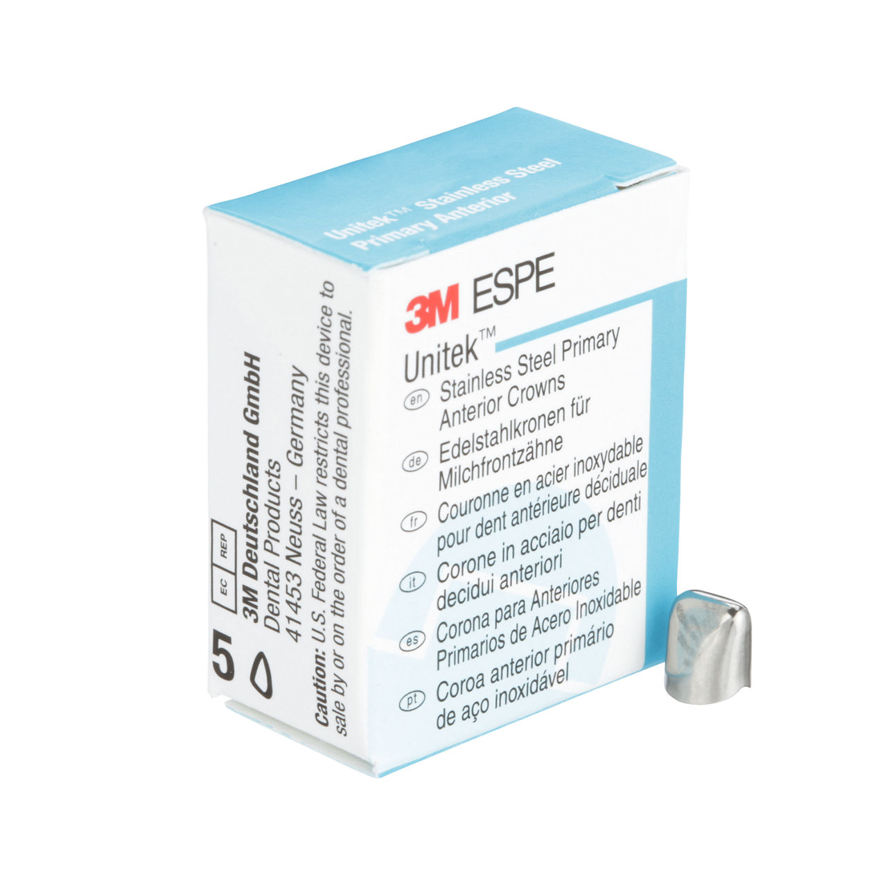 3M ESPE Unitek Stainless Steel Primary Anterior Crown, 907036, upper right lateral, size 6